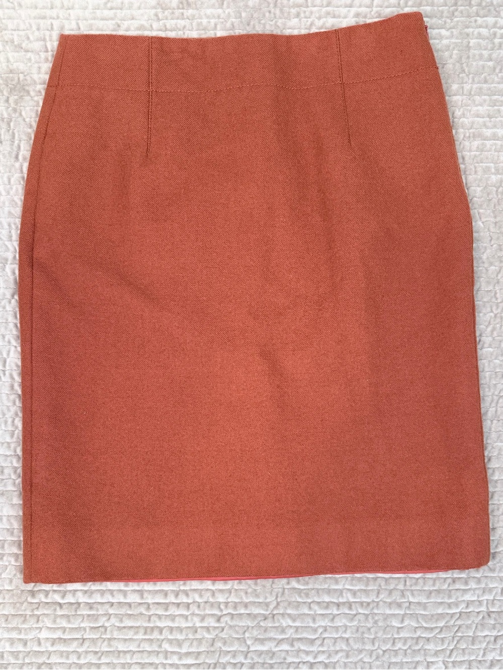 J.CREW Double Serge Wool No. 2 Pencil Skirt Rust Orange Classic Career Waist 32"